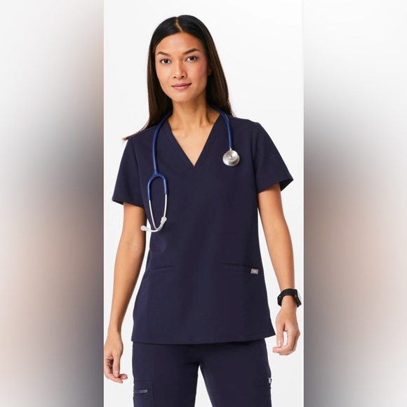 Figs Tops - Figs Casma scrub top Navy XS EUC